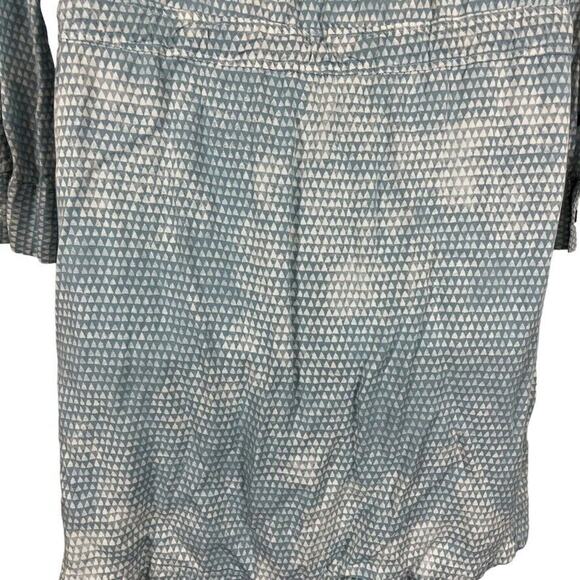 Lou & Grey Womens Blue Button Down Drawstring Waist Roll Tab Sleeve Dress Small - Picture 13 of 14